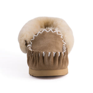 AUS WOOLI HAND STITCHED WOMENS SHEEPSKIN MOCCASIN - Chestnut/Tan