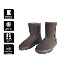 Load image into Gallery viewer, AUS WOOLI UGG MID CALF ZIP-UP SHEEPSKIN BOOT - Grey
