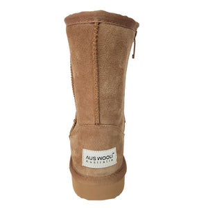 AUS WOOLI MID CALF ZIP-UP SHEEPSKIN BOOT - Chestnut/Tan