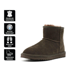 AUS WOOLI UGG SHORT SHEEPSKIN ANKLE BOOT - Chocolate
