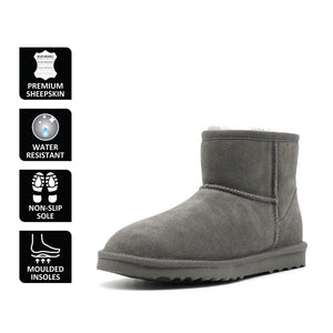 AUS WOOLI UGG SHORT SHEEPSKIN ANKLE BOOT - Grey