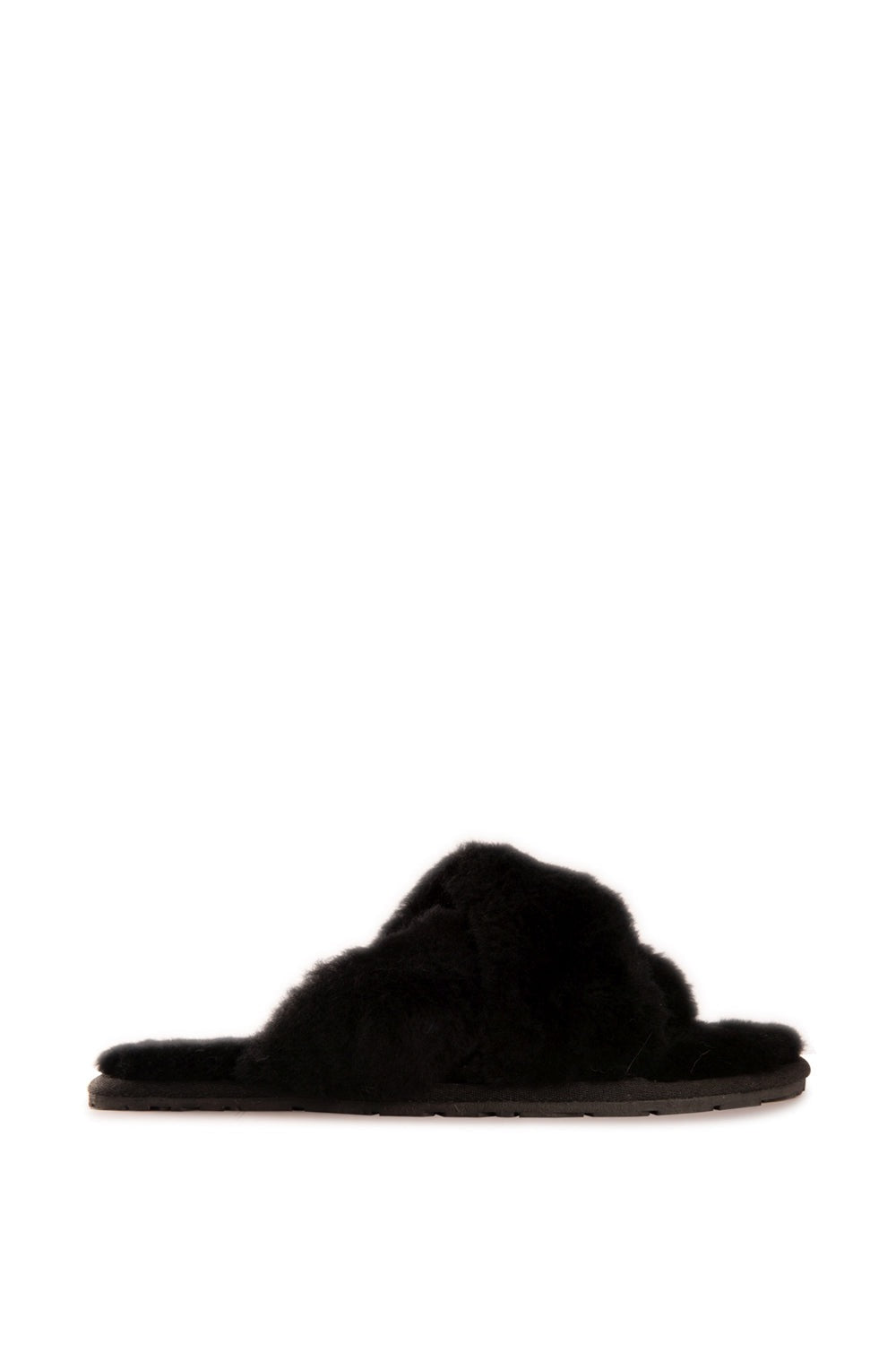 AUS WOOLI AUSTRALIA WOMEN SHEEPSKIN WOOL BRIGHTON SLIPPERS- BLACK