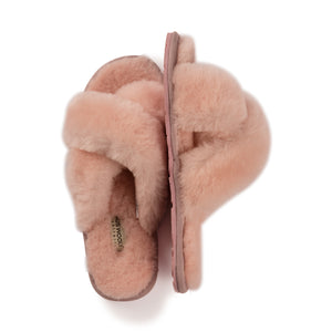 AUS WOOLI AUSTRALIA WOMEN SHEEPSKIN WOOL BRIGHTON SLIPPERS- PALEPINK
