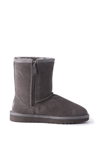 AUS WOOLI UGG MID CALF ZIP-UP SHEEPSKIN BOOT - Grey