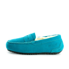 Load image into Gallery viewer, AUS WOOLI AUSTRALIA WOMENS BYRONBAY COSY MOCCASIN - BLUE
