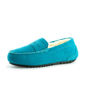 AUS WOOLI AUSTRALIA WOMENS BYRONBAY COSY MOCCASIN - BLUE