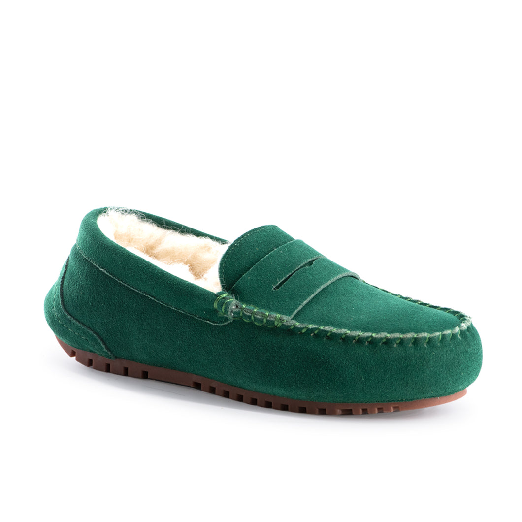 AUS WOOLI AUSTRALIA WOMENS BYRONBAY COSY MOCCASIN - GREEN