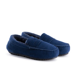 AUS WOOLI AUSTRALIA WOMENS BYRONBAY COSY MOCCASIN - NAVY